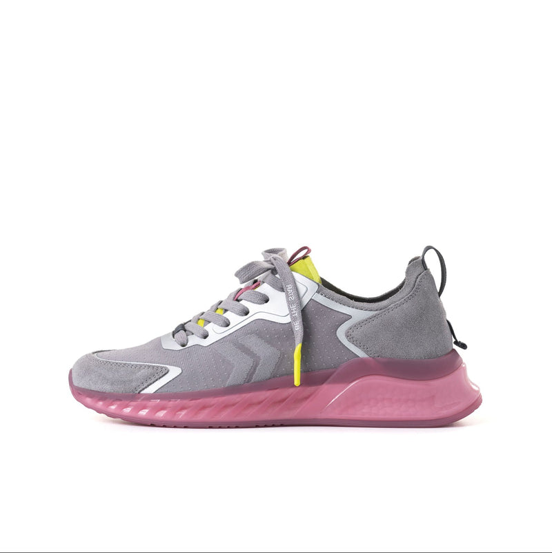 Zapatillas Mujer Fly Up Life de Cuero - Gris y Rosa